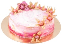 Cream handmade cake with flower and physalis 이미지 (492990462) - 게티이미지뱅크 Cream handmade cake with flower and physalis