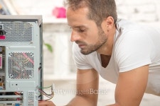 young engineer repaired a computer 이미지 (484752566) - 게티이미지뱅크 young engineer repaired a computer