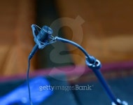 microphone on the stage and empty hall during the rehearsal 이미지 (501065376) - 게티이미지뱅크 microphone on the stage and... 