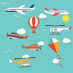 Planes, helicopters,  hot air balloon and kite 이미지 (474974206) - 게티이미지뱅크 Planes, helicopters,  hot air balloon and kite