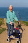Elderly lady pensioner with three wheel mobility aid by coast 이미지 (489669860) - 게티이미지뱅크 Elderly lady pensioner... 