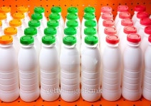 dairy products bottles with bright covers on  shelf in  shop 이미지 (471363476) - 게티이미지뱅크 dairy products bottles with... 