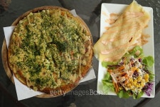 Pizza Japanese style with Crepe Cake 이미지 (474775076) - 게티이미지뱅크 Pizza Japanese style with Crepe Cake