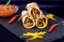 Burrito with pork and beans 이미지 (471737956) - 게티이미지뱅크 Burrito with pork and beans