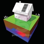 detached  house with geothermal source heat pump and solar panels 이미지 (485008212) - 게티이미지뱅크 detached  house with... 
