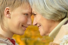 Grandmother with boy in the park 이미지 (485810432) - 게티이미지뱅크 Grandmother with boy in the park
