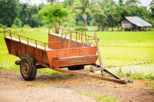 Old car trailer on the rice field ,Thailand. 이미지 (483156928) - 게티이미지뱅크 Old car trailer on the rice field ,Thailand.