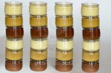 four tower of six glasses of pudding 이미지 (498141316) - 게티이미지뱅크 four tower of six glasses of pudding