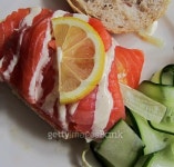 Fish and meat snack with cucumber & bread 이미지 (489177734) - 게티이미지뱅크 Fish and meat snack with cucumber & bread