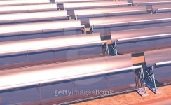 Concentrated solar power panels track the sun - 3D render 이미지 (470031644) - 게티이미지뱅크 Concentrated solar power panels... 