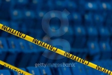 Yellow Caution Tape In A Stadium 이미지 (500996188) - 게티이미지뱅크 Yellow Caution Tape In A Stadium