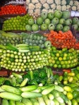 Vegetables Stacked in a Market 이미지 (474329838) - 게티이미지뱅크 Vegetables Stacked in a Market