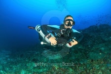 SCUBA diver with side mounted tanks 이미지 (537366397) - 게티이미지뱅크 SCUBA diver with side mounted tanks