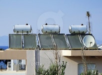 Building with solar thermal systems 이미지 (492933750) - 게티이미지뱅크 Building with solar thermal systems