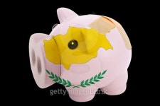 bankrupt piggy rich coin bank in colors of cyprus 이미지 (464883964) - 게티이미지뱅크 bankrupt piggy rich coin bank in colors... 