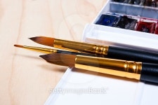 Professional watercolor paints in box with brushes. 이미지 (482352064) - 게티이미지뱅크 Professional watercolor paints in box... 