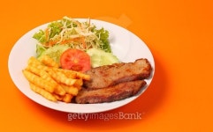 Grilled beef and french fries thai style 이미지 (473340284) - 게티이미지뱅크 Grilled beef and french fries thai style