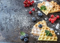 Rustic background - waffles with fresh berries. 이미지 (504222812) - 게티이미지뱅크 Rustic background - waffles with fresh... 