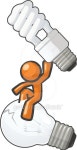 Orange Man Switching to Energy Saver Bulb 이미지 (503988916) - 게티이미지뱅크 Orange Man Switching to Energy Saver Bulb