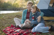 Grandmother and granddaughter camping 이미지 (78436953) - 게티이미지뱅크 Grandmother and granddaughter camping