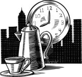 Coffee pot, clock  Also available in color, 014X0197     Break time   When you need a pick-me-up 이미지 (88317800)... 