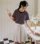 [체키 바스락 뒷밴딩 핀턱스커트] 저스트원