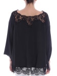 Black oversize blouse with lace (42 T CM44 00099) - 사는 게 즐겁다! 롯데닷컴