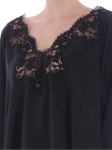 Black oversize blouse with lace (42 T CM44 00099) - 사는 게 즐겁다! 롯데닷컴
