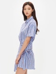 SSF SHOP - 삼성물산 패션부문 온라인 공식몰 블루 핀 스트라이프 랩 원피스