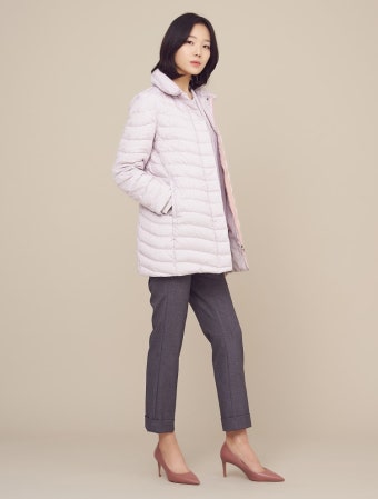 MELISSA-라이트 핑크 기하학 프린팅 구스 다운 점퍼삼성물산 온라인몰 SSF Shop 라이트 핑크 기하학 프린팅 구스 다운 점퍼