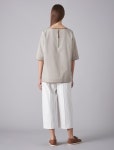 LEBEIGE-[Resort] Leather Binding Neck Blouse - Lt.Grey│삼성물산 온라인몰 SSF Shop [Resort] Leather Binding Neck Blouse - Lt.Grey