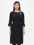 SSF SHOP - 삼성물산 패션부문 온라인 공식몰 Flounce Cuffs Jersey One-piece (Navy)