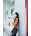 스타일온미 [루이스엔젤] 큐티퍼피 나염 롤업블라우스