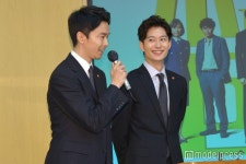 더쿠 - 오늘 TBS 입사식에 등장한 드라마 「작은 거인」 의 하세가와 히로키 & 오카다 마사키.jpg