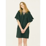 WIZWID:위즈위드 - [jain song:제인송][20%쿠폰][제인송] Ruffle Sleeve Lace-Up Dress_Bk WIZWID