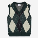 WIZWID:위즈위드 - [a.t.corner:앳 코너]다크그린 아크릴 배색 짜임 베스트  WIZWID