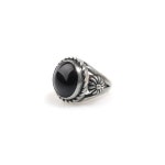 WIZWID:위즈위드 - [ARTIFEX:아티팩스]Flower Button W/ Rd Onyx Bezel Setting Ring. WIZWID