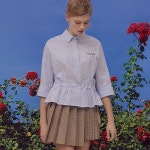WIZWID:위즈위드 - [ROLAROLA:로라로라](Bl-19312) Stripe Back Ribbon Blouse Blue WIZWID
