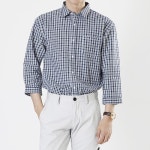 WIZWID:위즈위드 - [G.E.N.T:지이엔티]파스텔 체크 7부 셔츠_GS9207C WIZWID