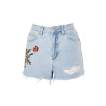 WIZWID:위즈위드 WIZWID:Moto Flower Embroidered Denim Mom Shorts