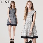 우먼스톡원피스/스커트, [리스트(LIST)] 배색 포인트 절개 디테일 원피스 [리스트(LIST)] 배색 포인트 절개 디테일 원피스