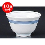 [해외] 10 개세트 센차(강화) 블루 라인 반천차 [95 x 55mm] 강화 일식 그릇 여관 요정 음식점 업무용