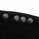 ＜프리시모＞국내당일 18FW 발망 스트라이프 라운드니트 블랙 / 실버 Balmain