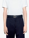 (당일) 19SS 구찌 더블 G 네이비 은장 벨트 397660 4009	 GUCCI 필웨이