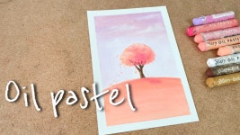 오일파스텔 봄 벚꽃 풍경화 그리기 | 오일파스텔 초보 간단한 풍경 | 문교오일파스텔 oil pastel - kakaoTV 오일파스텔 봄 벚꽃 풍경화... 