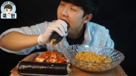 [쿡원] 통김밥이랑 라면 asmr 먹방 - kakaoTV [쿡원] 통김밥이랑 라면 asmr 먹방 