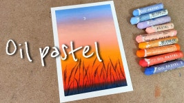 오일파스텔 초보 노을 갈대 풍경화 그리기 | 오일파스텔 그라데이션 | 오일파스텔 따라하기 - kakaoTV 오일파스텔 초보 노을 갈대 풍경화 그리기... 