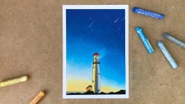 등대가 있는 밤하늘 오일파스텔 풍경화 | 문교오일파스텔로 그리는 취미 | oil pastel - kakaoTV 등대가 있는 밤하늘 오일파스텔 풍경화... 