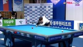 멋지게 옆돌리기 짧게 성공하며 1세트 승리하는 임성균[경주 블루원리조트 PBA 챔피언십] - kakaoTV 멋지게 옆돌리기 짧게 성공하며 1세트... 