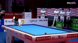 좋은 내용으로 4연속 득점하며 분위기를 가져오는 이미래[웰컴... 분위기를 가져오는 이미래[웰컴저축은행 PBA 팀리그 2022-2023 3라운드